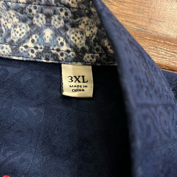 Robert Graham Men’s Button Up Paisley Geometric Flip Cuff Blue Shirt Size 3XL - Picture 2 of 10